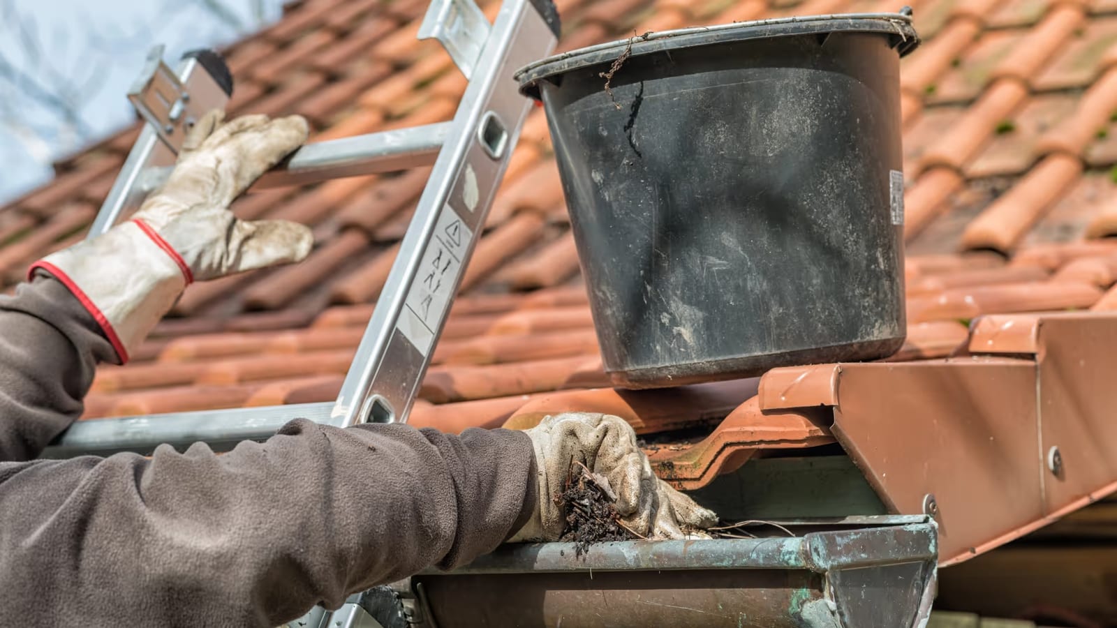 Gutter cleaner removing debris in Sonora, CA