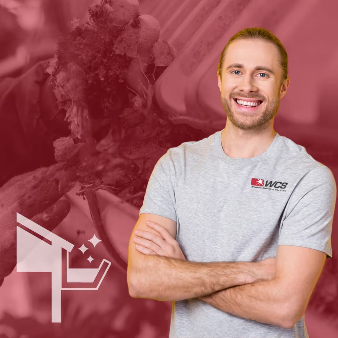 Professional Gutter cleaning service tech